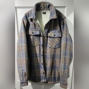 Buffalo David Bitton Plaid Teddy Jacket - Blue and Tan